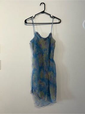 Cienta Sheer Watercolor Slip in Blue and Green